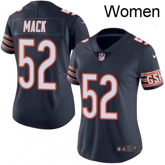 Womens Nike Chicago Bears 52 Khalil Mack Navy Blue Team Color Vapor Untouchable Limited Player NFL Jersey